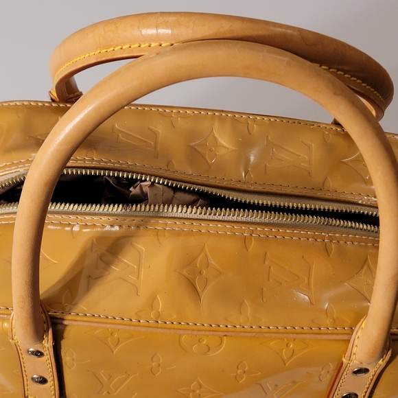 Louis Vuitton Monogram Vernis Yellow Bowling Style Handbag See Pics - Picture 4 of 16